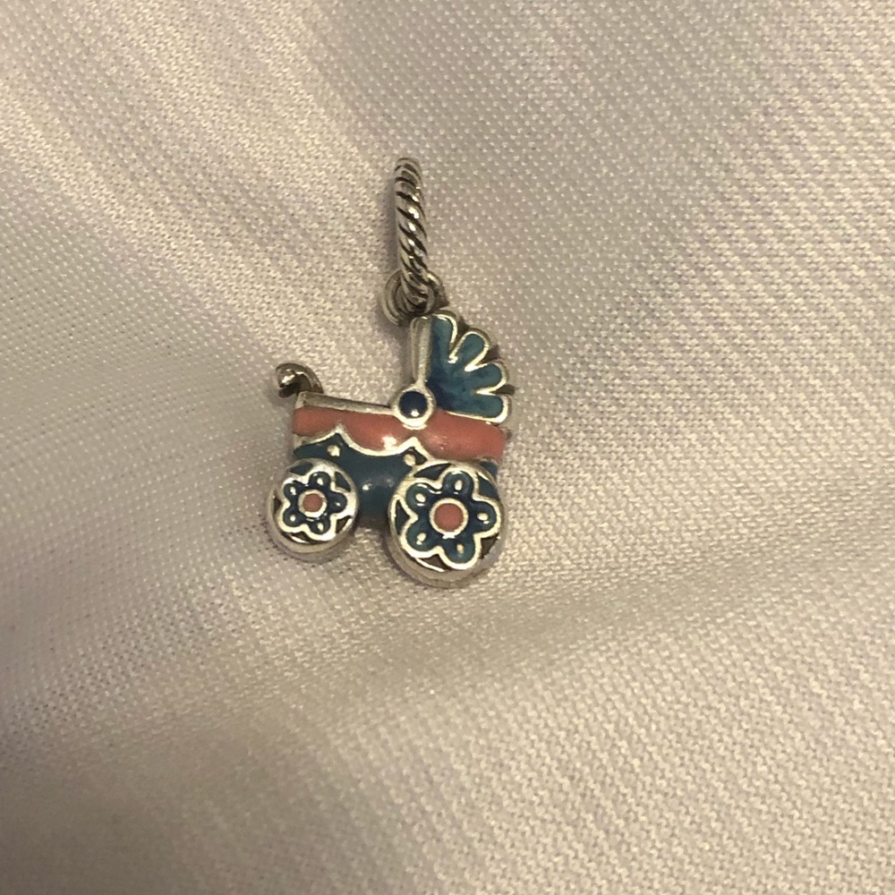 Brighton baby carriage blue and pink baby stroller charm